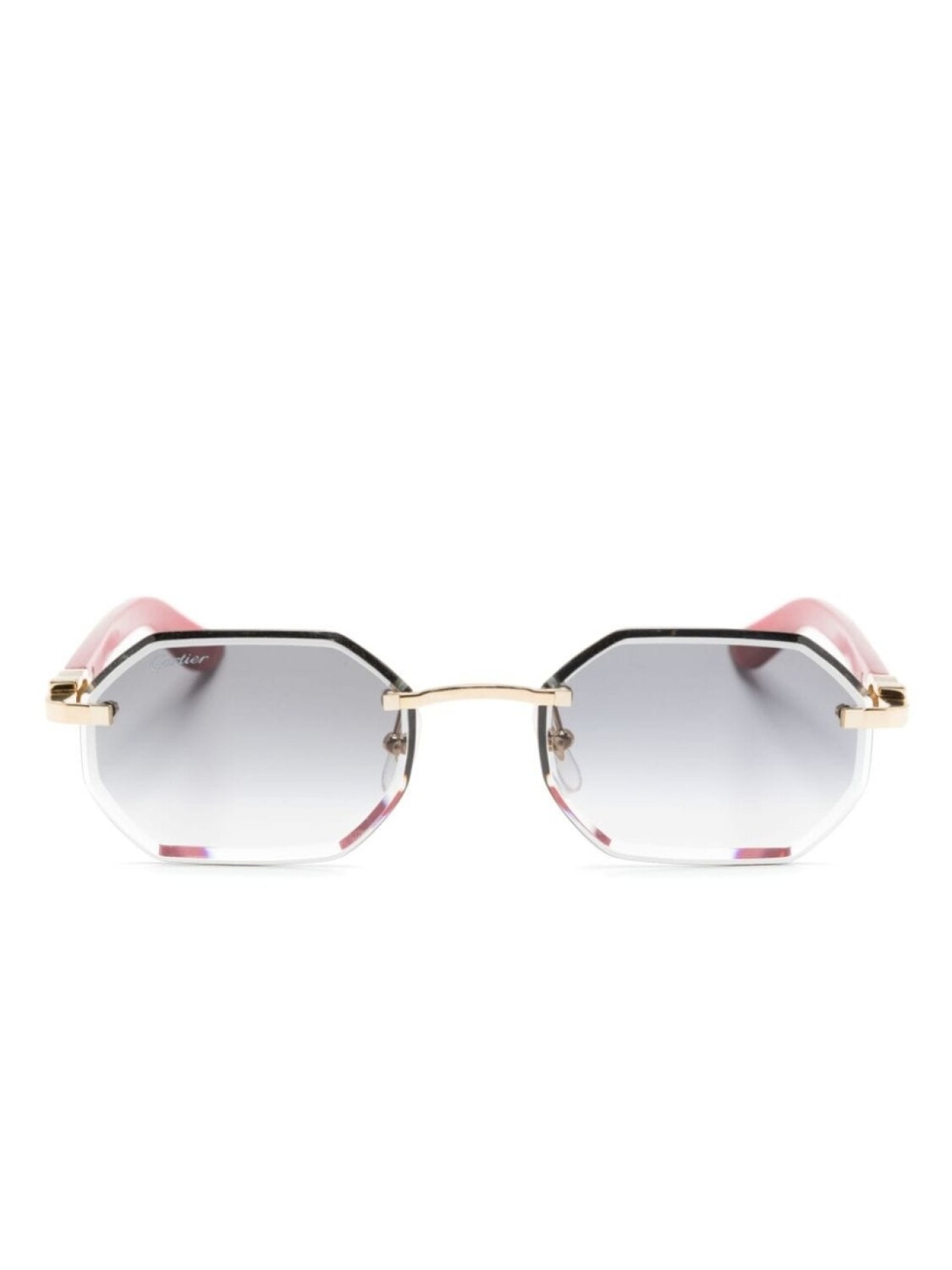 

Cartier Eyewear солнцезащитные очки в геометричной оправе с логотипом, красный