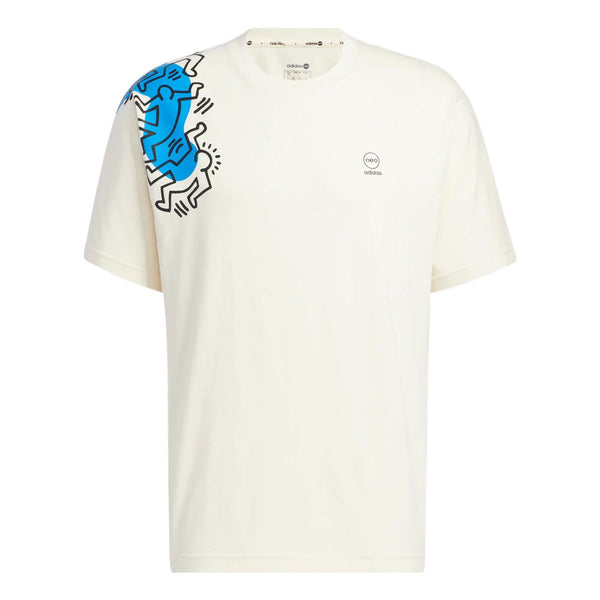 Футболка Adidas x Keith Haring Crossover SS22 Cartoon Pattern Printing Round Neck Short Sleeve White, Белый