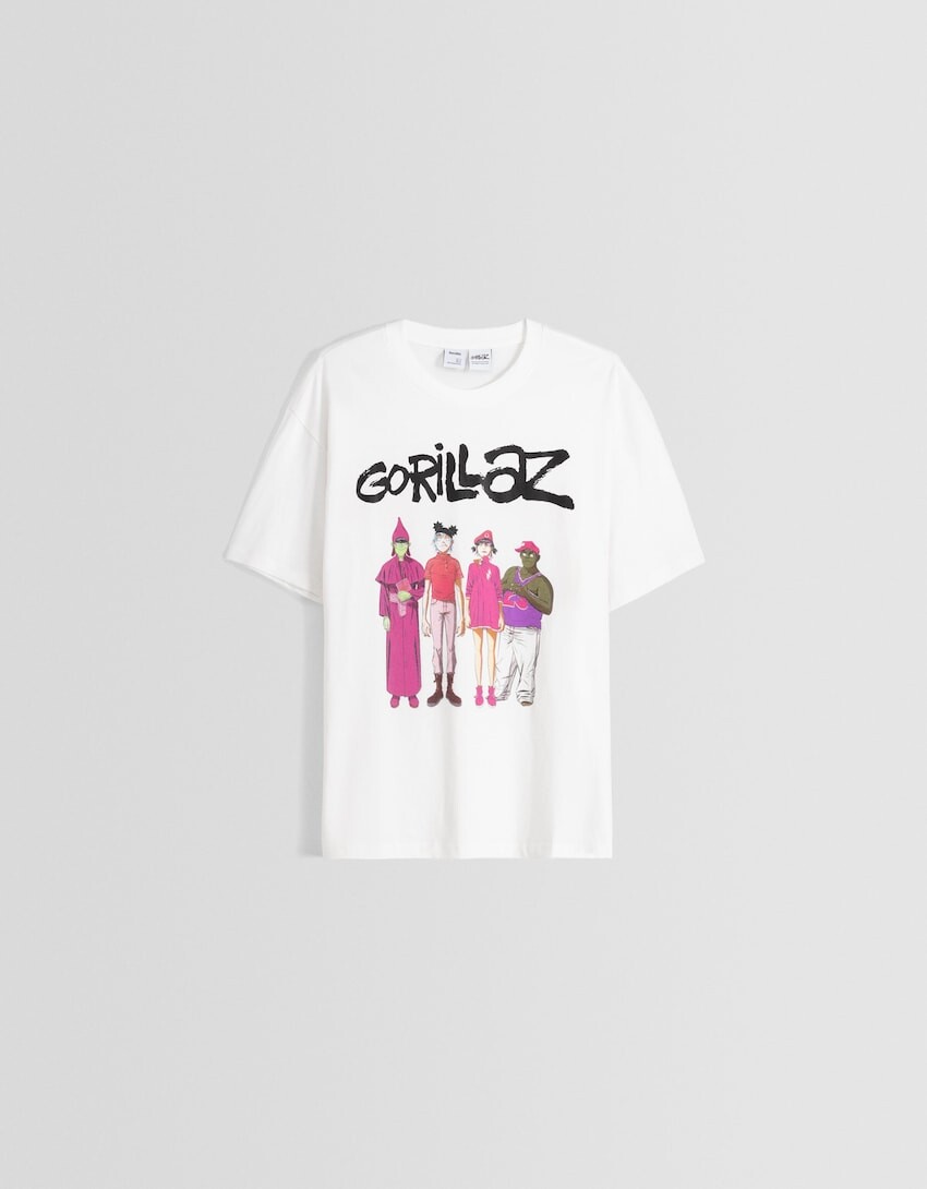 

Футболка свободного кроя с принтом Gorillaz, белый