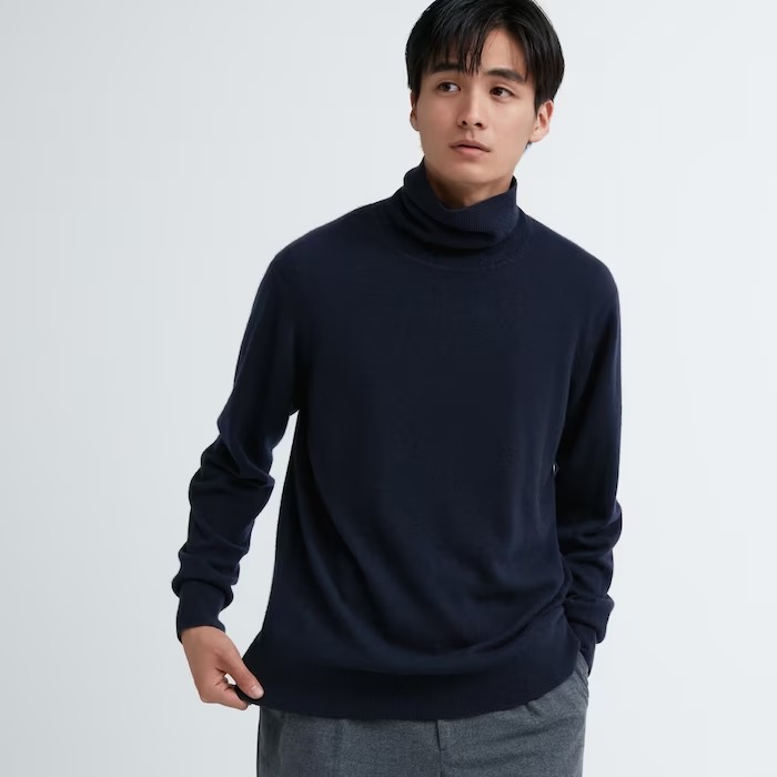 Джемпер Uniqlo Cashmere, темно-синий джемпер uniqlo cashmere 3d knit seamless v neck темно синий