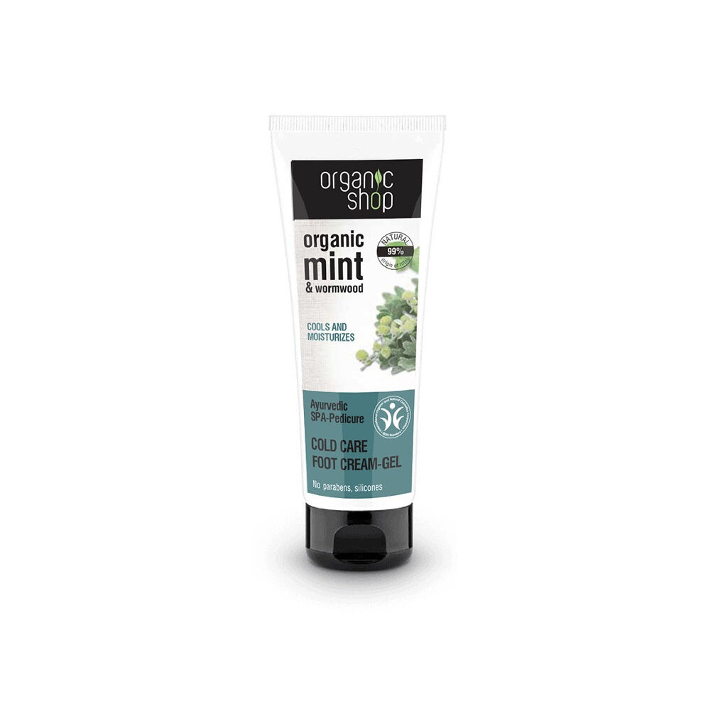 

Organic Shop Аюрведический SPA-педикюр Крем-гель для ног от простуды Аюрведический увлажняющий крем для ног Мята и полынь 75мл