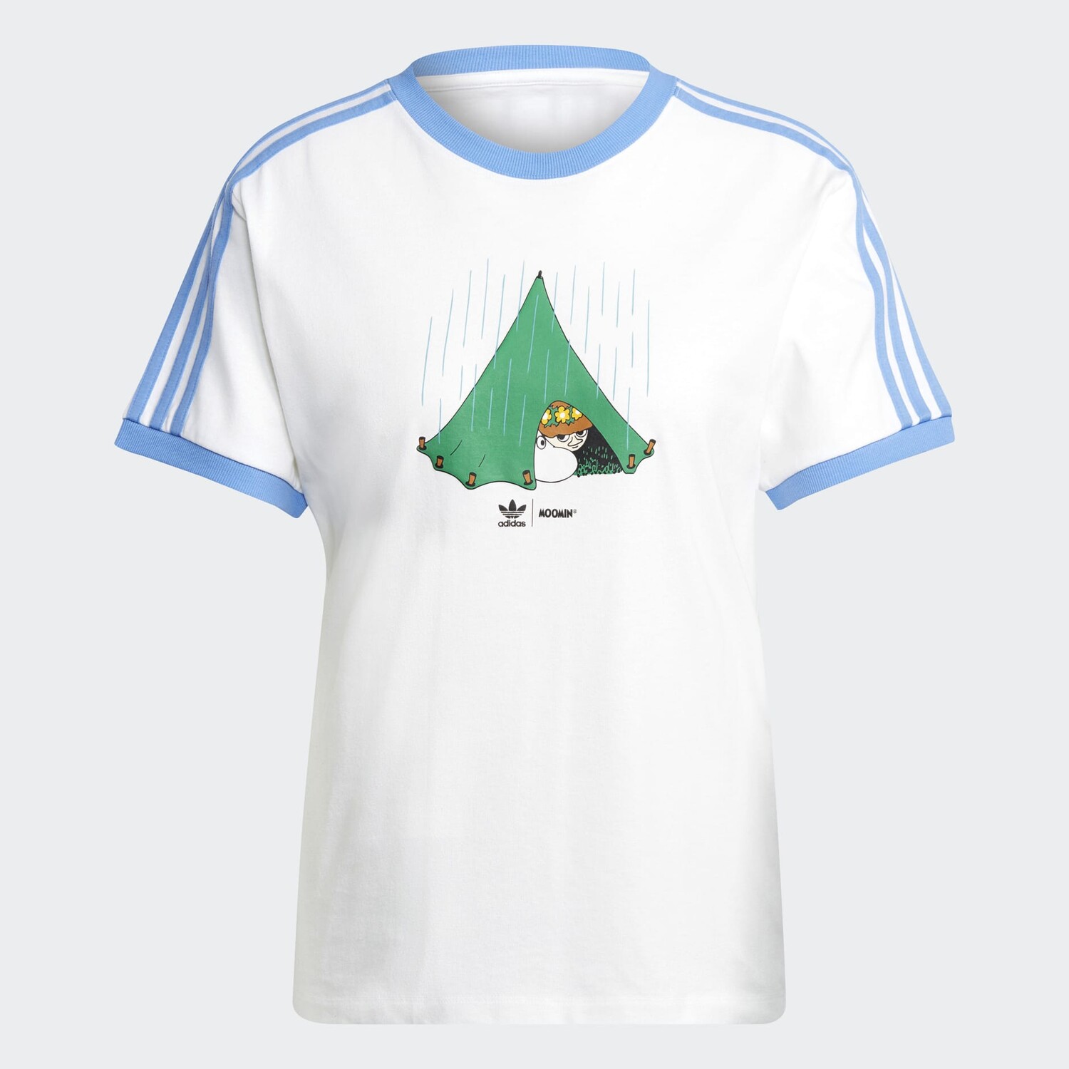 

Футболка adidas Originals x Moomin 3-Stripes, белый/синий/зеленый