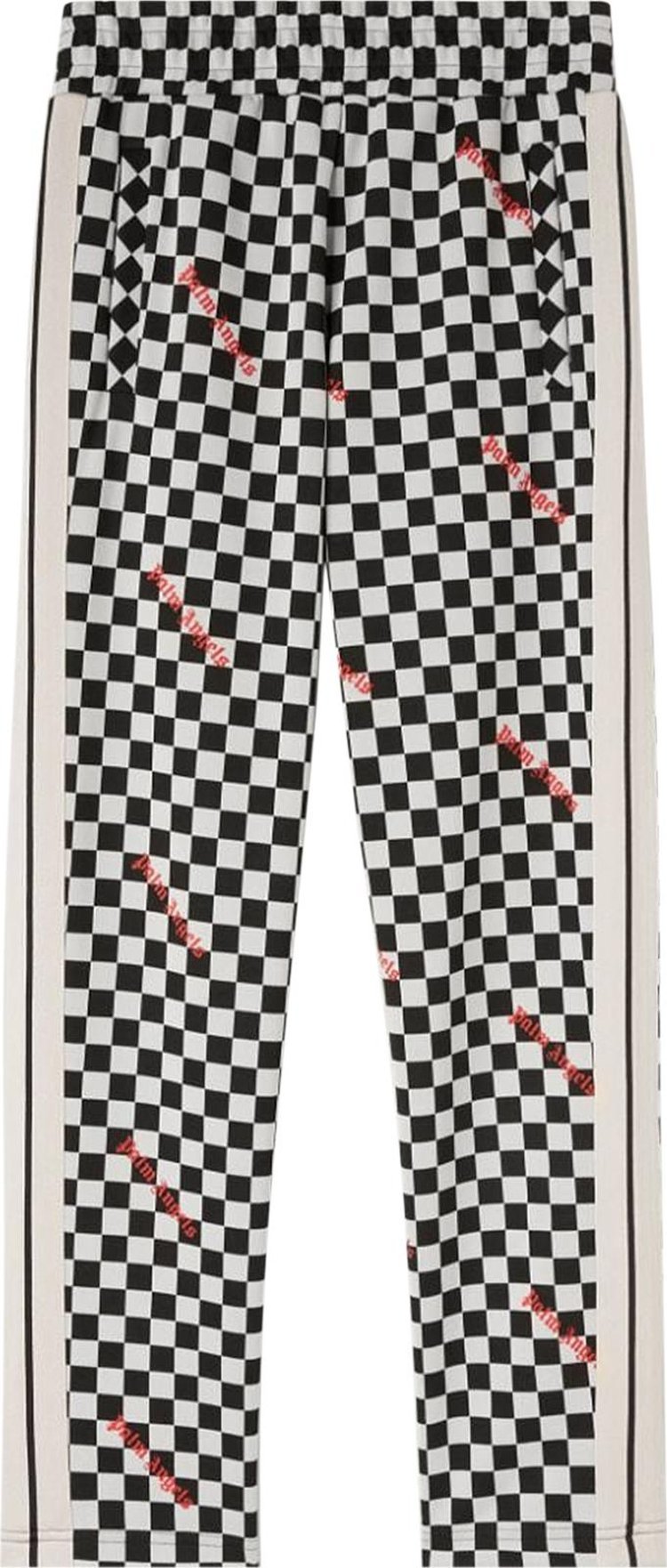 Брюки Palm Angels Jacquard Damier Classic Track Pants 'Black/Red', черный - фото