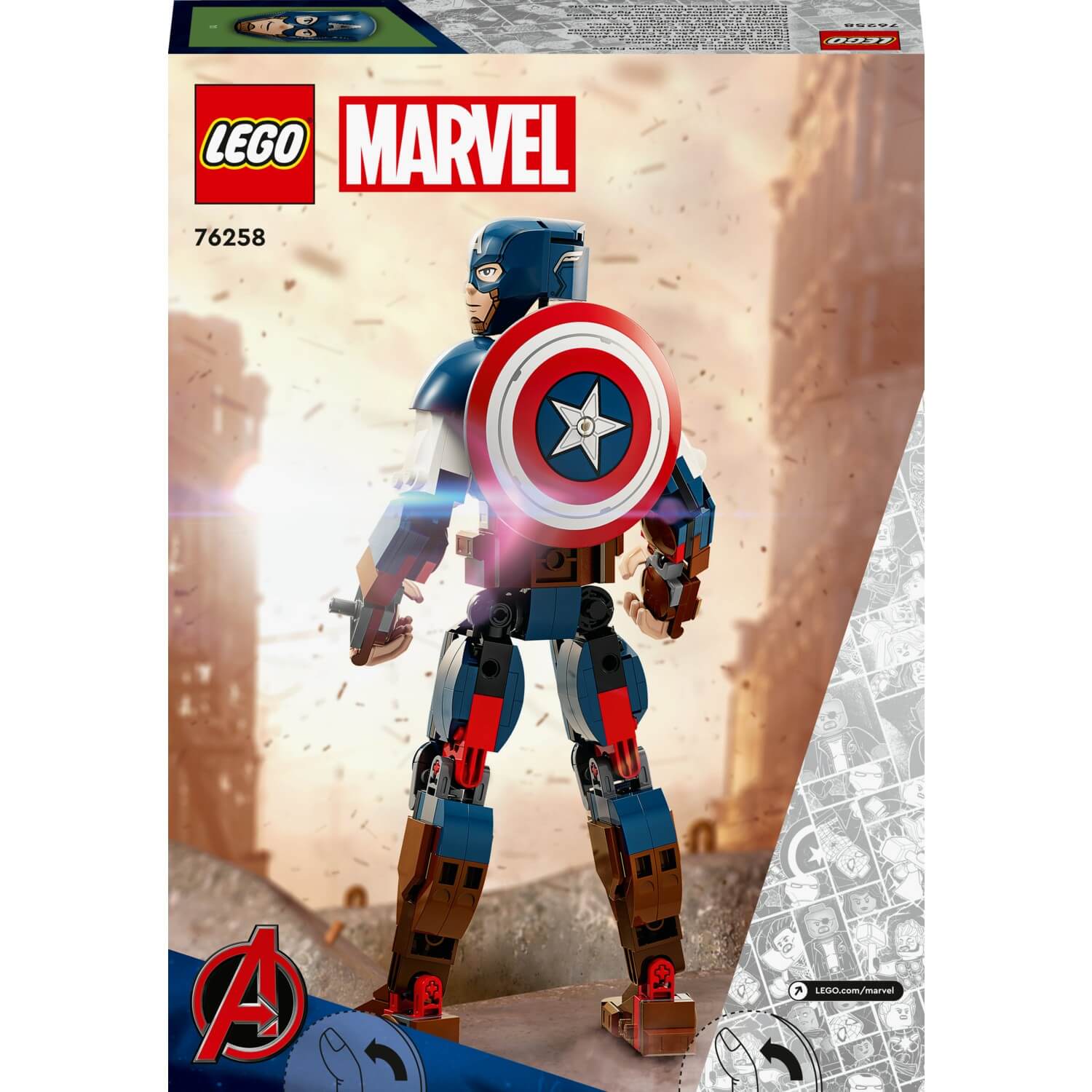 тетрадь супергерои вселенной marvel капитан америка 26 Конструктор Lego 76258 Marvel Капитан Америка, 310 деталей