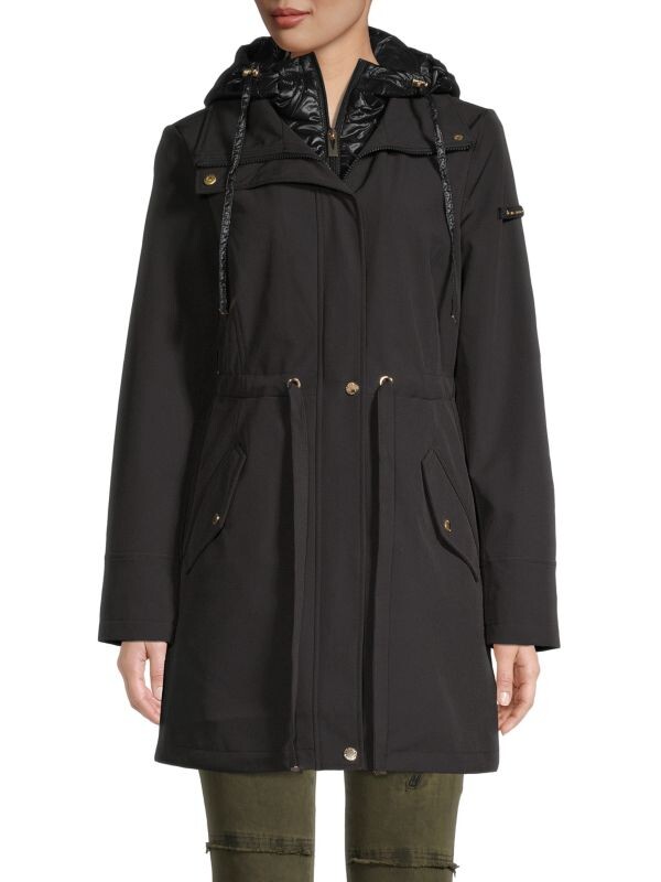 

Пальто с капюшоном и завязками на талии Via Spiga Black