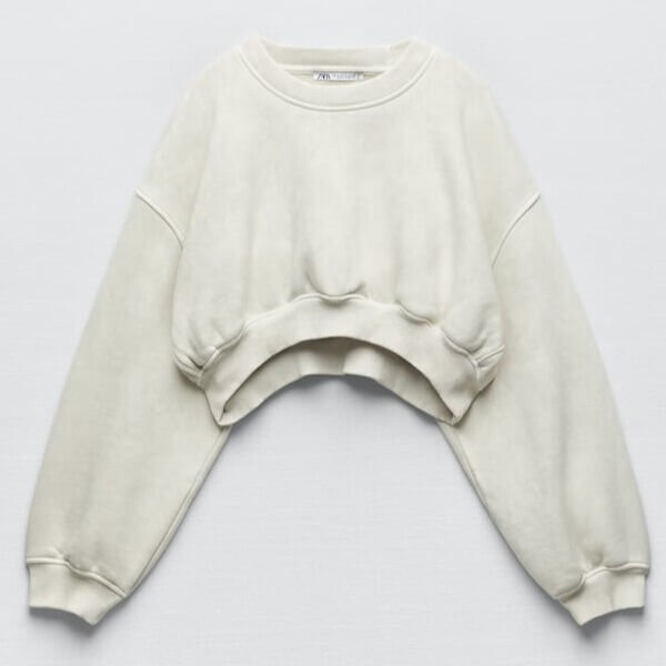 

Свитшот Zara Faded Cropped, кремово-белый