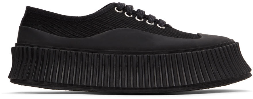 

Черные кроссовки на платформе из плотной ткани Jil Sander