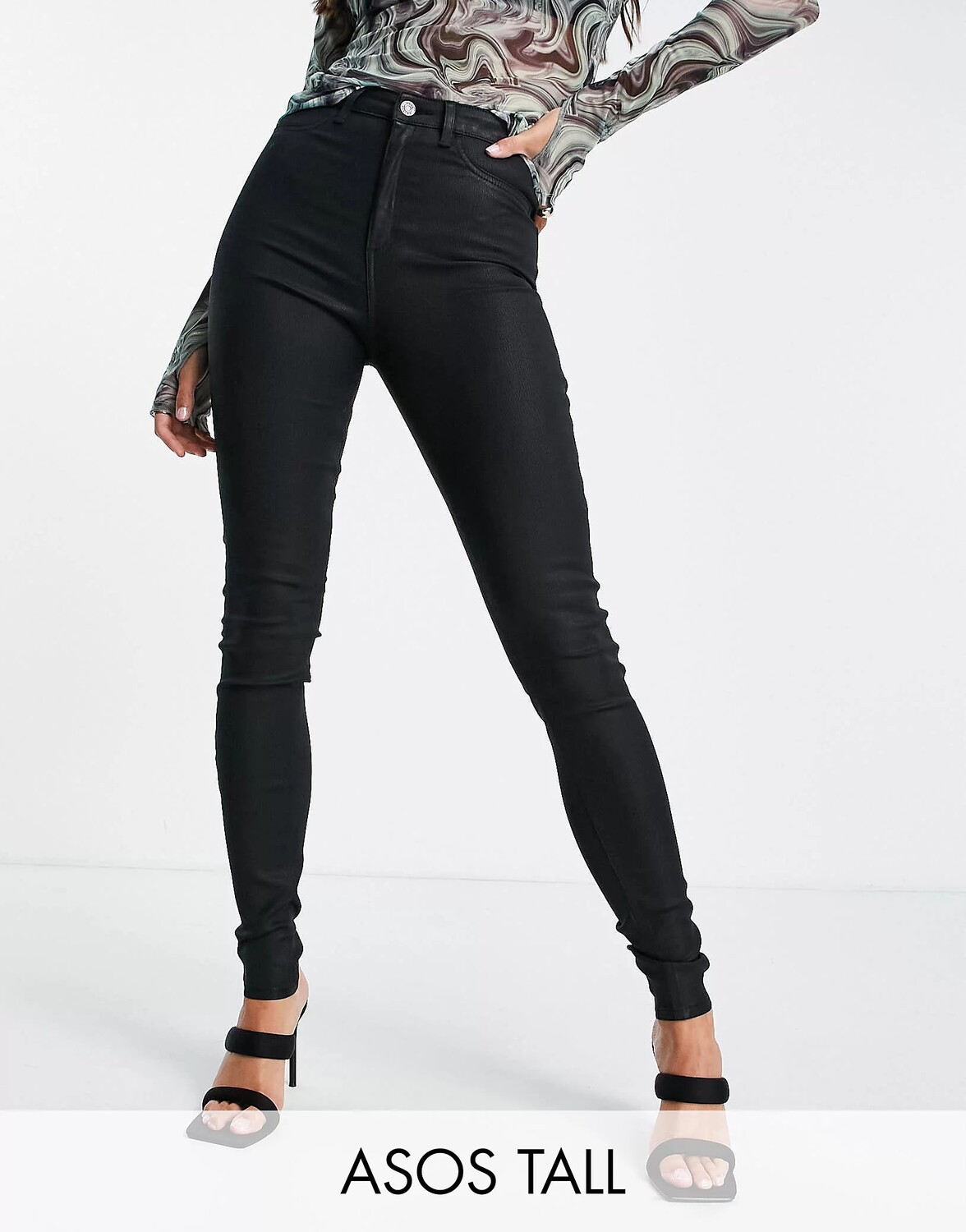 

Джинсы скинни Asos Design Tall High Rise Ridley, черный