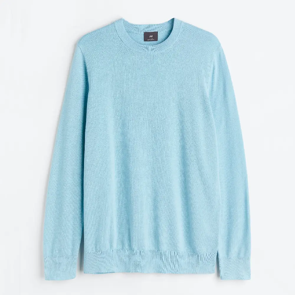 

Свитер H&M Slim Fit Fine-knit Cotton, голубой
