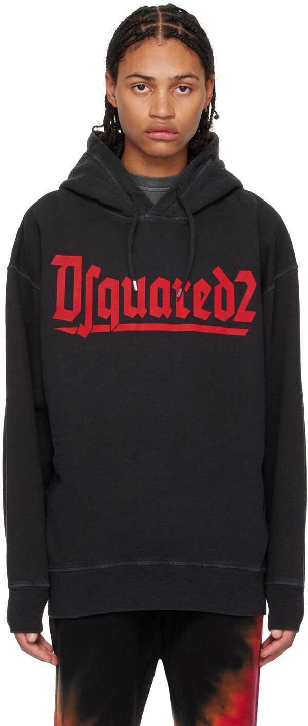 

Черный худи с принтом Dsquared2