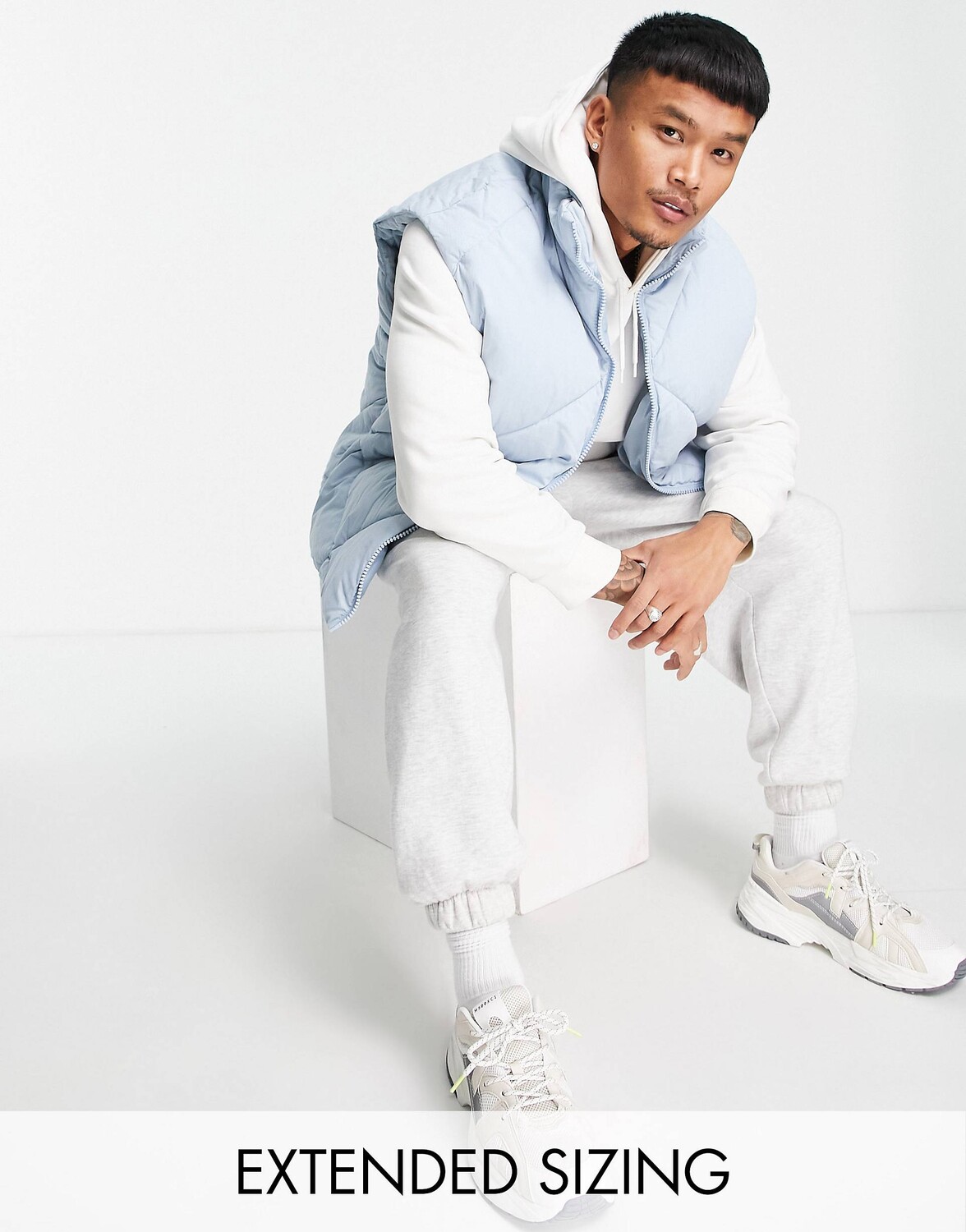 

Голубой стеганый стеганый жилет оверсайз ASOS DESIGN ASOS DESIGN