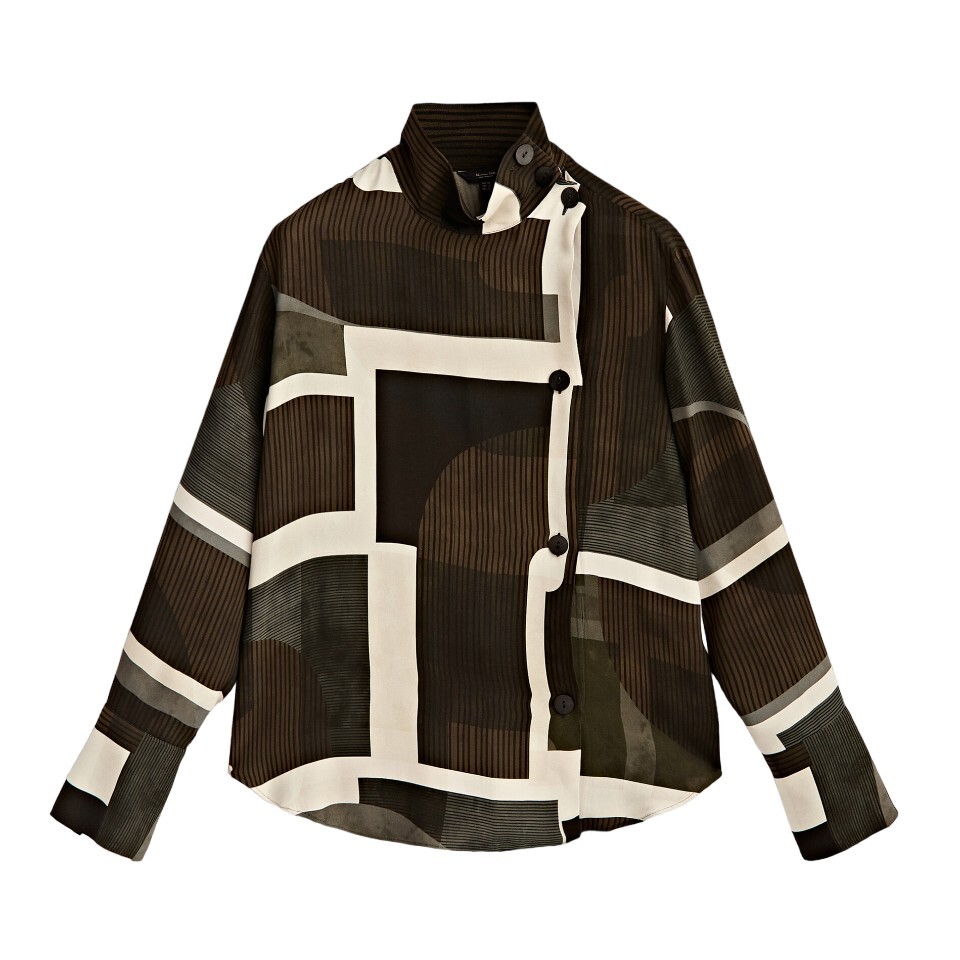 

Рубашка Massimo Dutti Geometric Print, зеленый