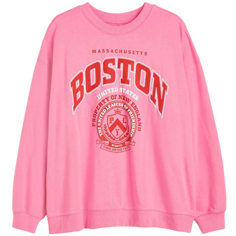 

Свитшот H&M+ Printed Boston, розовый