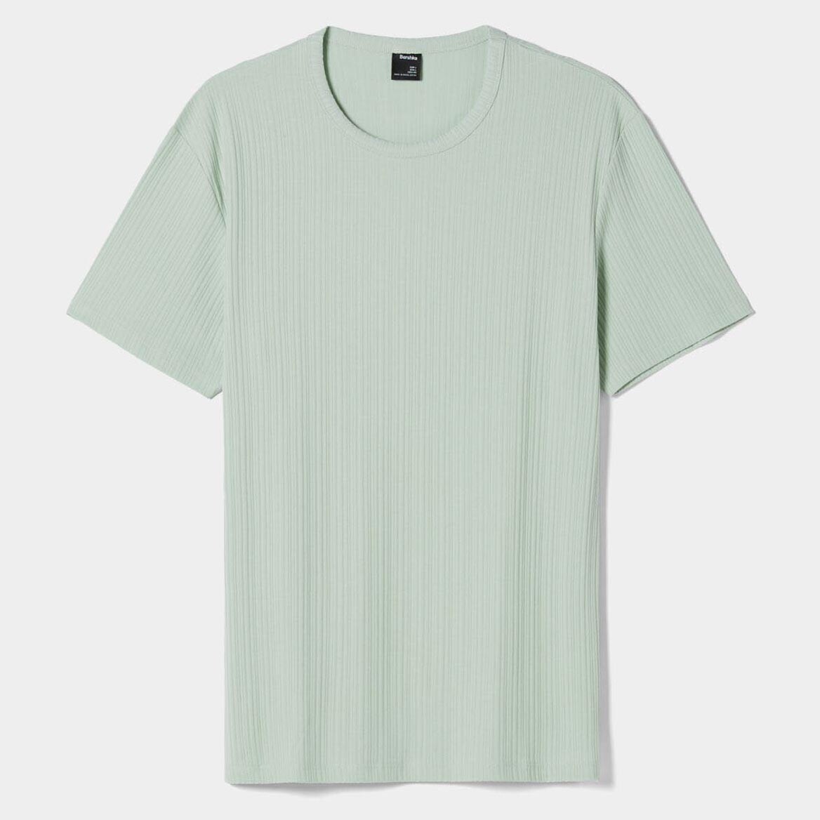 

Футболка Bershka Muscle Fit Ribbed Short Sleeve, зеленый