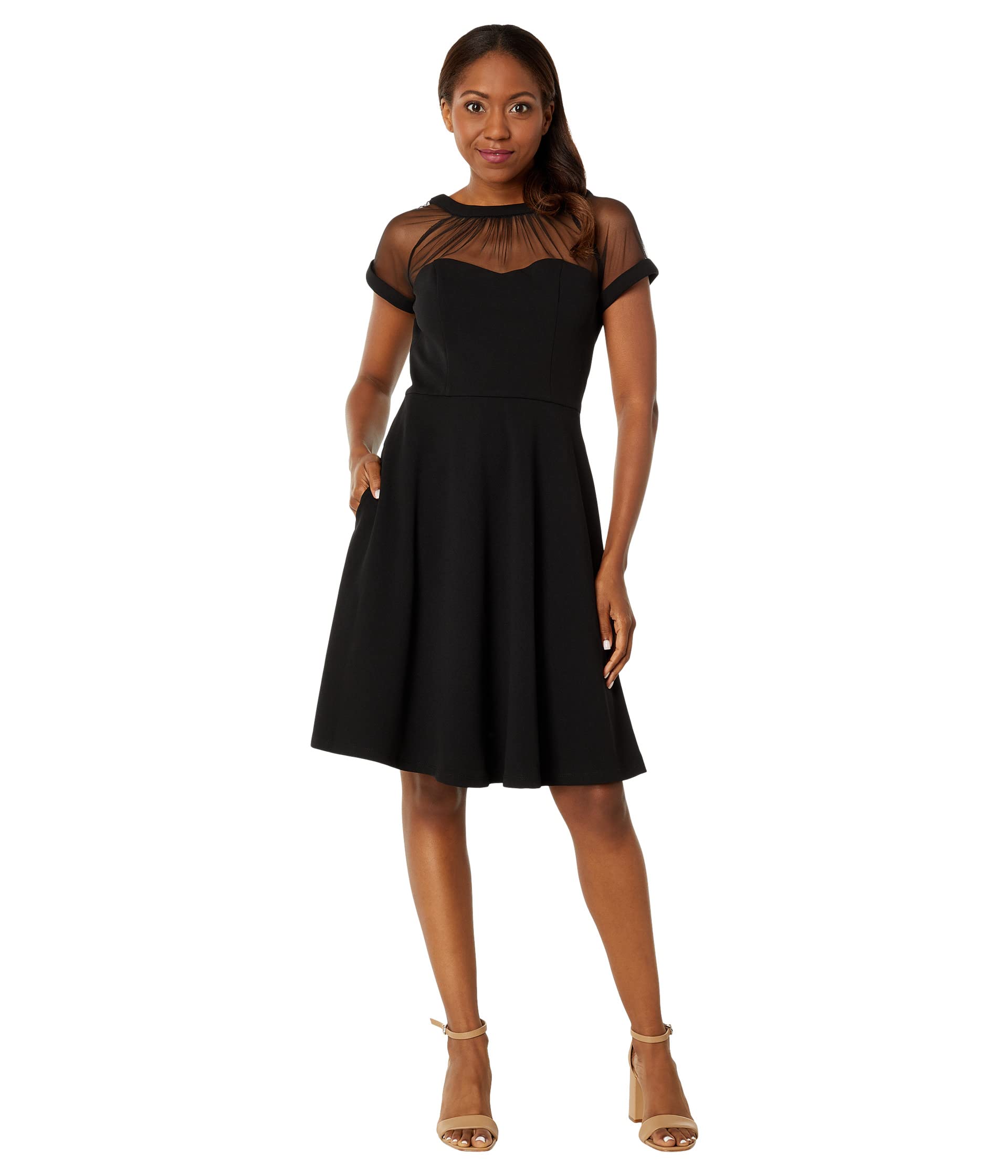 Платье Maggy London, Fit-and-Flare Mini Illusion Dress