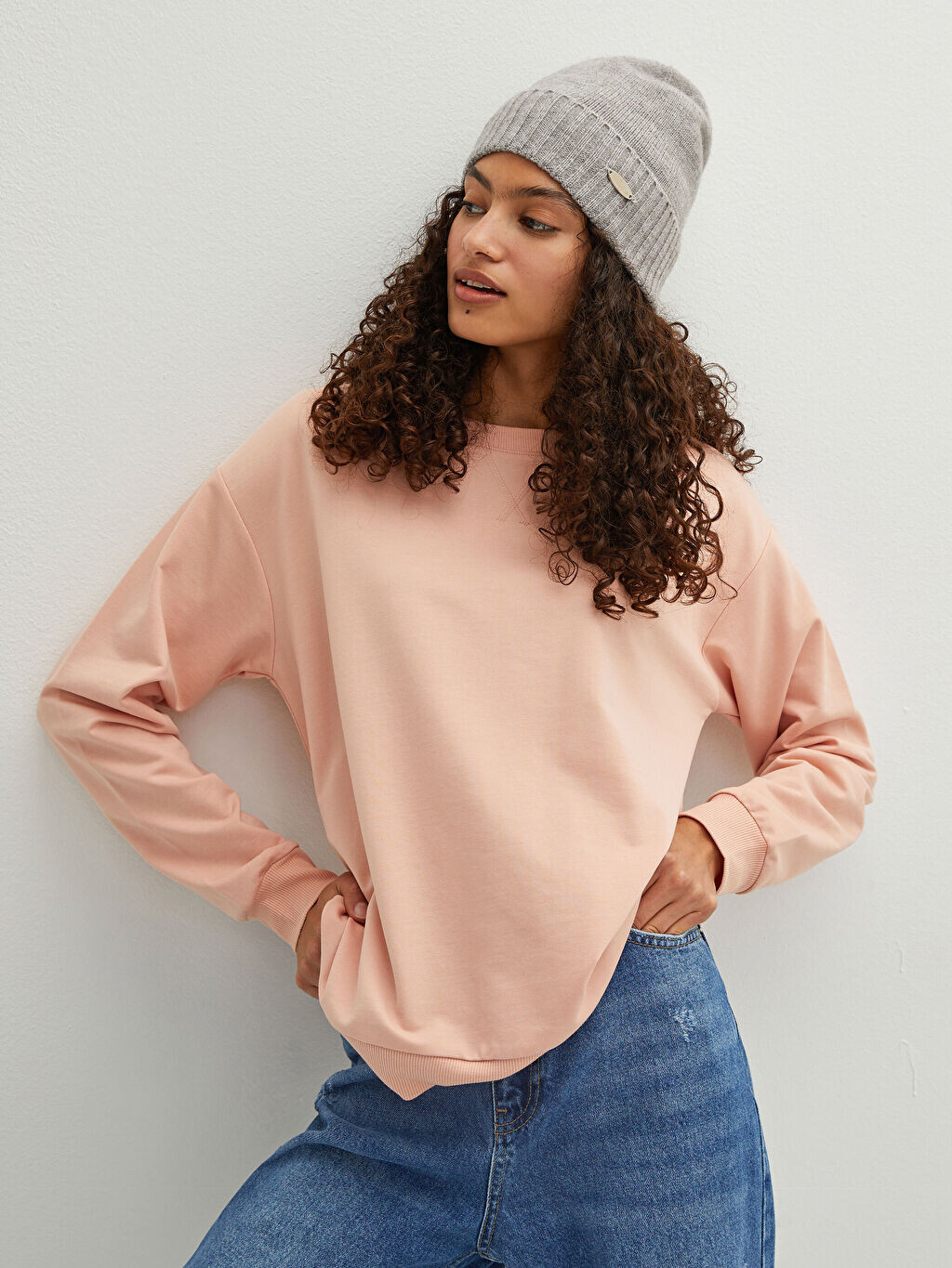 

Женская толстовка с круглым вырезом и длинными рукавами LCW Casual