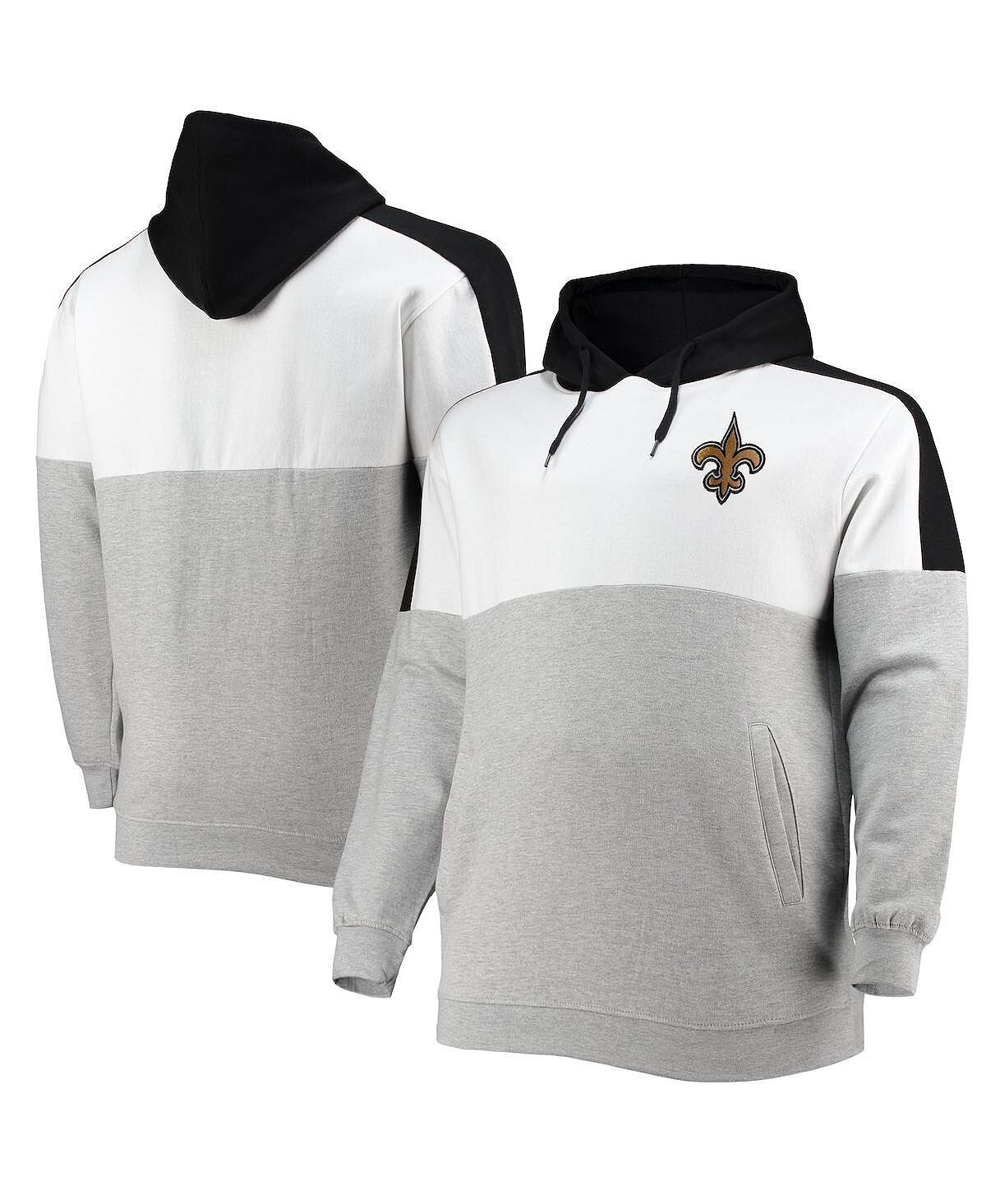 

Мужская черная, меланжево-серая толстовка с капюшоном new orleans saints big and tall team logo Profile, мульти