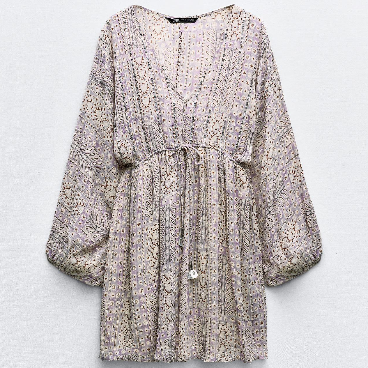 Платье Zara Sequinned Boho, мультиколор юбка zara sequinned midi pencil серый