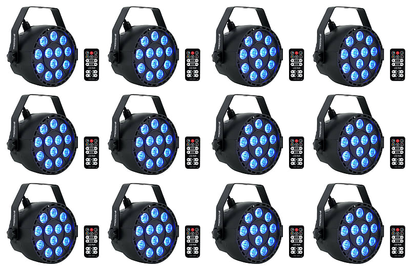 цена 12 Rockville RockPAR TRI LED RGB Compact Par Can DJ DMX Wash Lights+Remote Black (12) ROCKPAR TRI BLACK