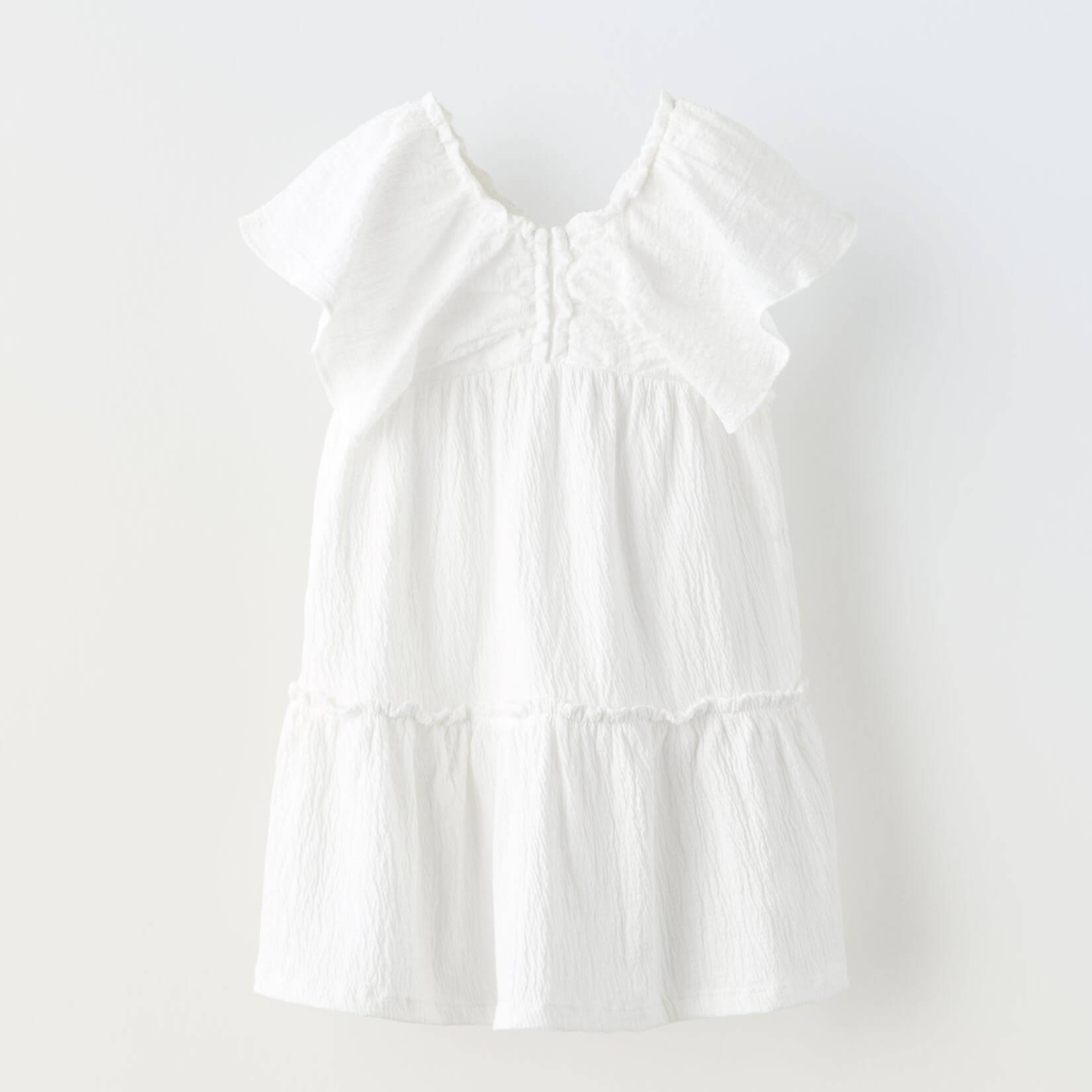 Платье Zara Textured With Ruffle, белый рубашка zara kids textured weave with bow tie белый