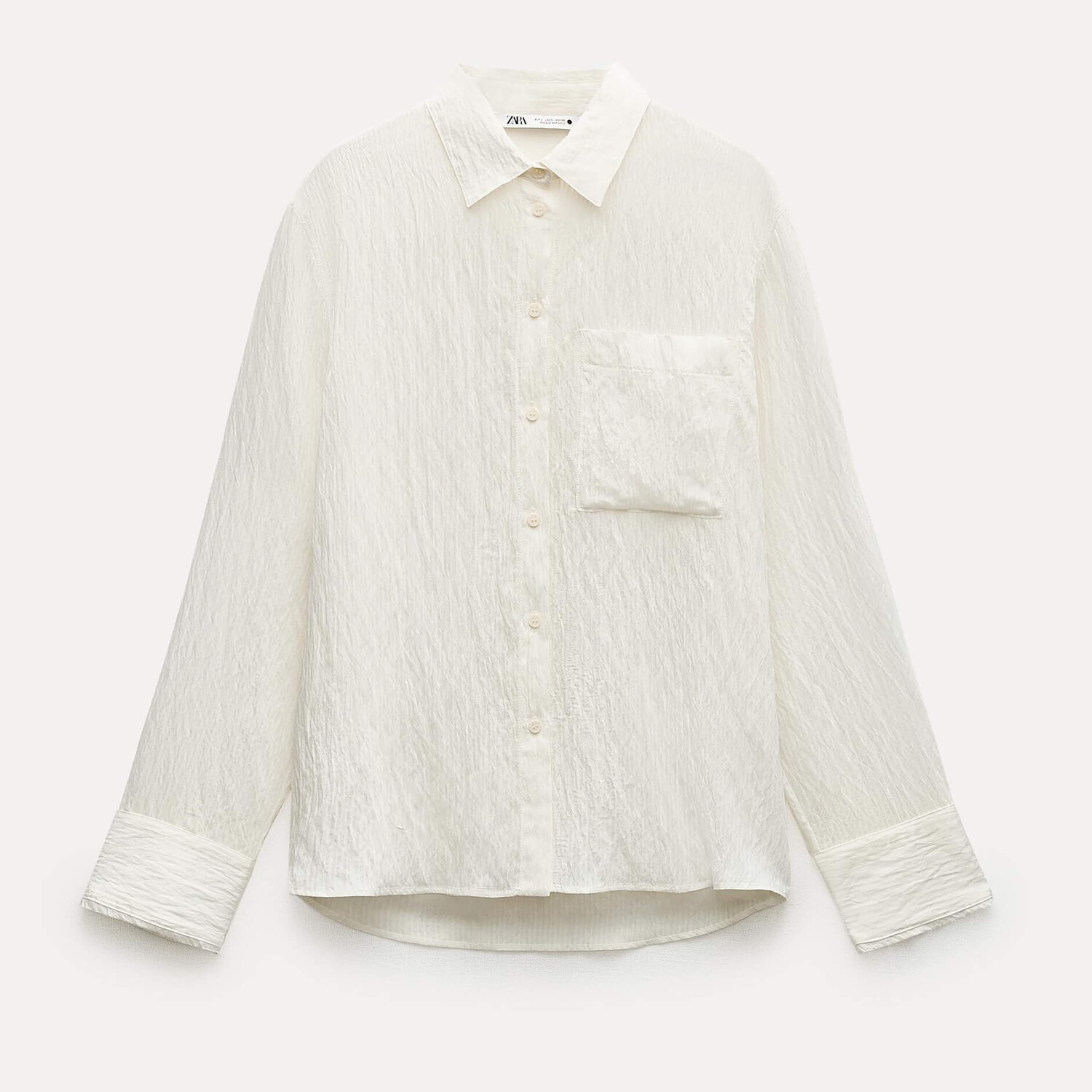 

Рубашка Zara ZW Collection Textured With Pocket, светло-бежевый