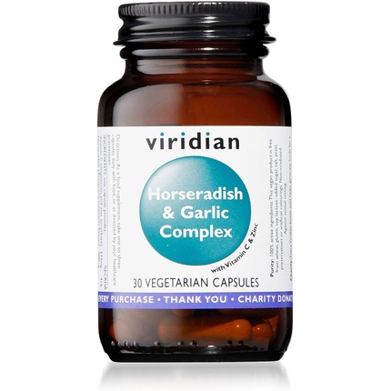 Viridian Комплекс хрена и чеснока, витамин С и цинк, 30 растительных капсул viridian минеральный комплекс 90 капсул