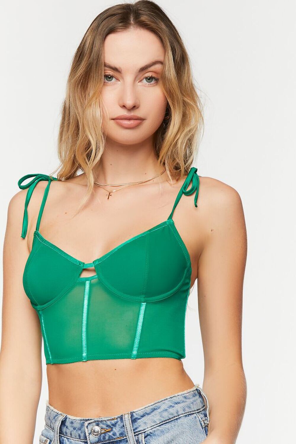 

Бюстье из сетки с завязками Forever 21, зеленый
