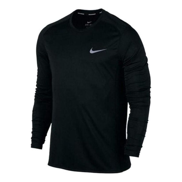 футболка men s nike solid color athleisure casual sports round neck long sleeves black t shirt черный Футболка Men's Nike Small Label Solid Color Round Neck Sports Long Sleeves Black T-Shirt, черный