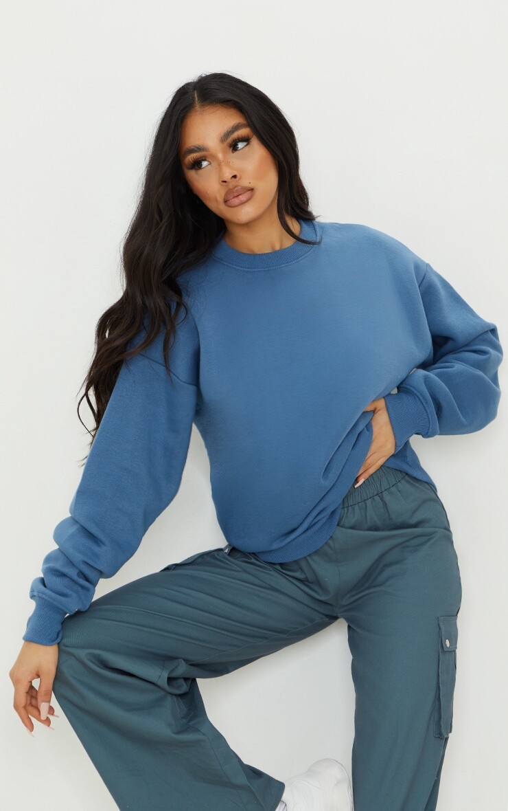 

PrettyLittleThing Толстовка оверсайз пыльно-синего цвета, Синий