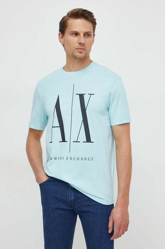 

Хлопковая футболка Armani Exchange, бирюзовый