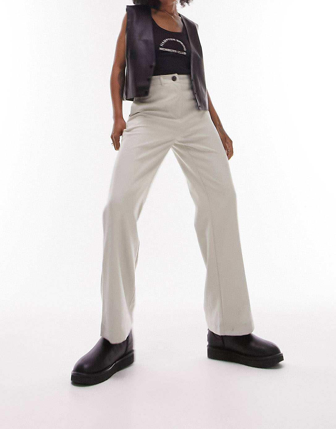 Светло-серые брюки с напуском Topshop Petite