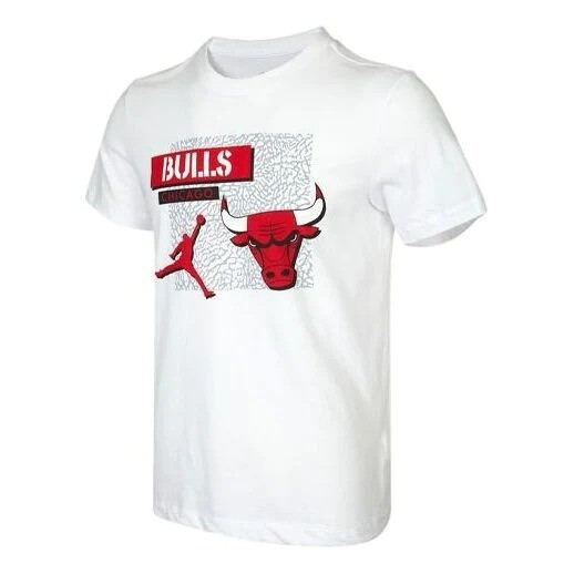 

Футболка Nike Air Jordan Chicago Bulls Basketball Sports Printing Round Neck Short Sleeve, белый/красный