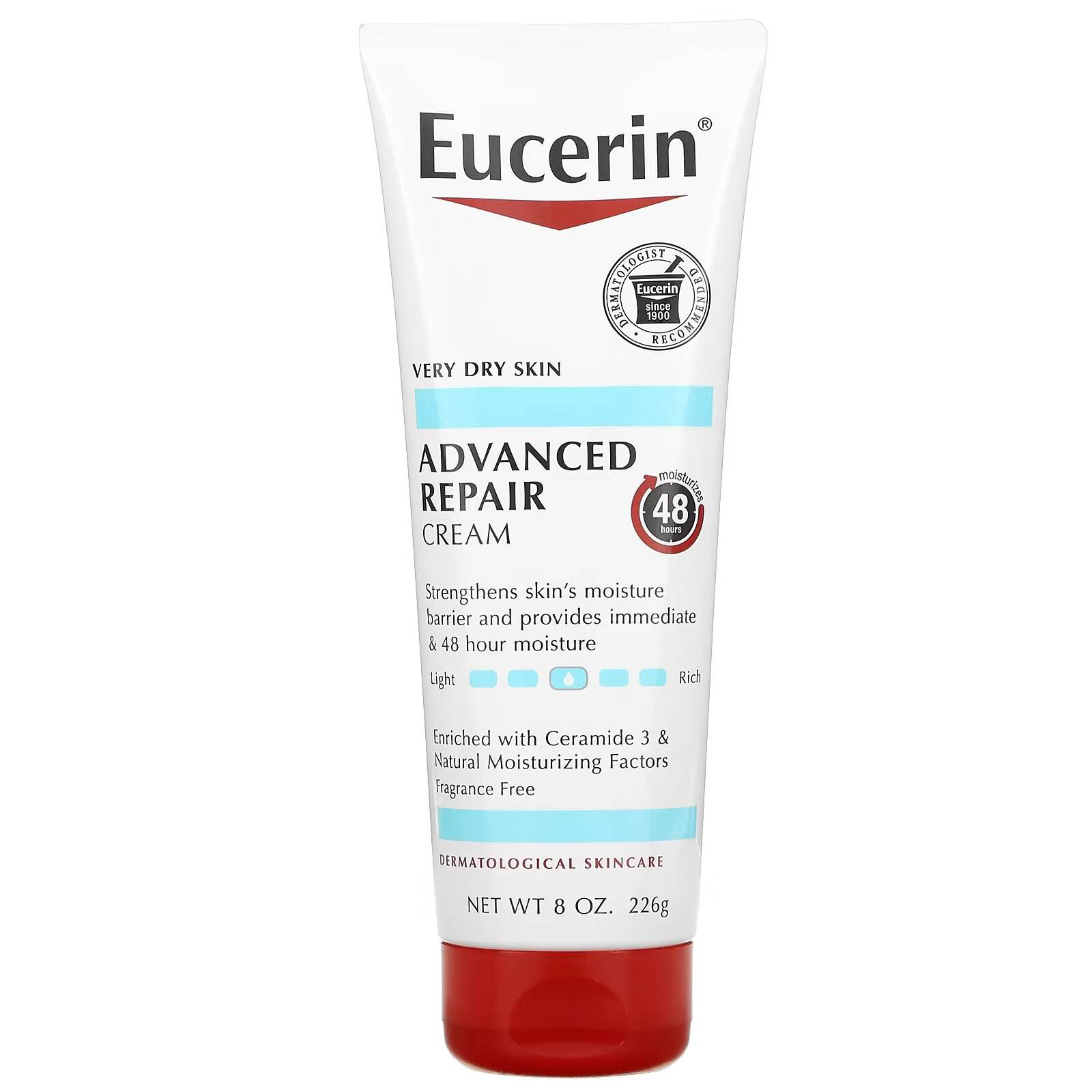 eucerin успокаивающий крем для сухой раздраженной кожи без отдушек 226 г 8 унций Eucerin, Улучшенный восстанавливающий крем, без отдушек, 226 г