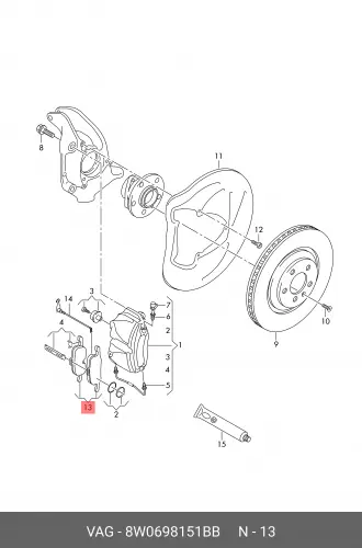 

К-т передних тормозных колодок PAD KIT, DISC BRAKE 8W0698151BB VAG