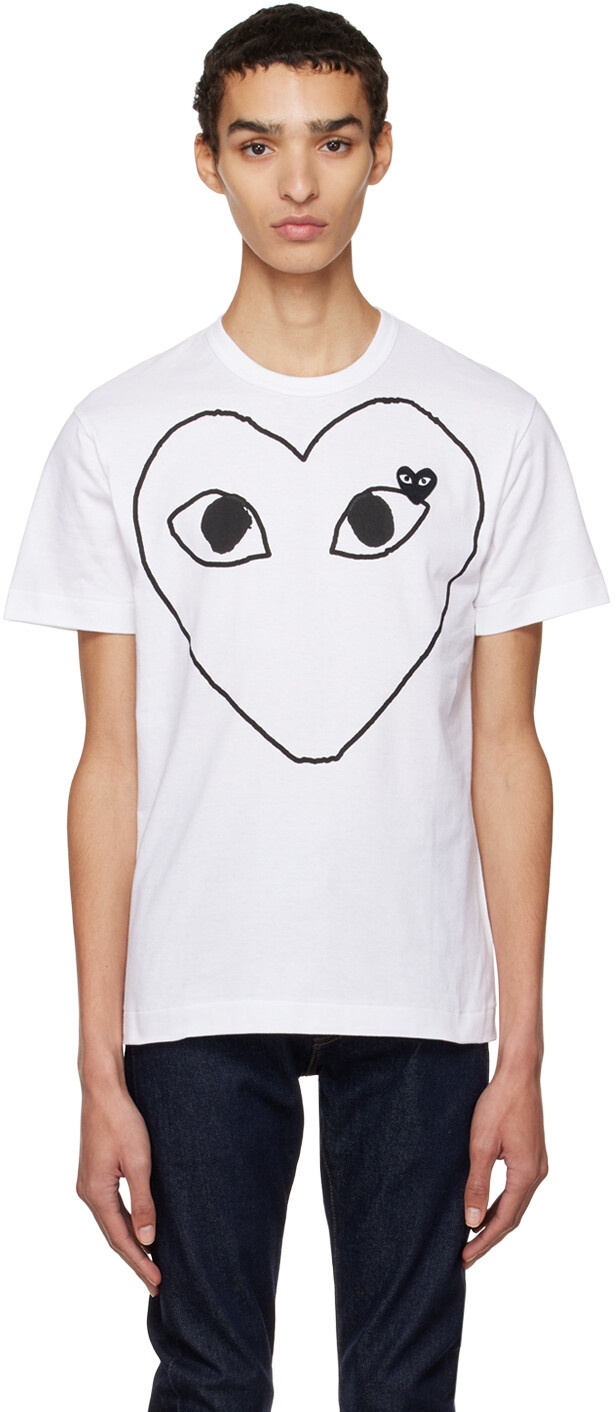

Белая футболка с принтом \Сердце\"" Comme des Garçons Play