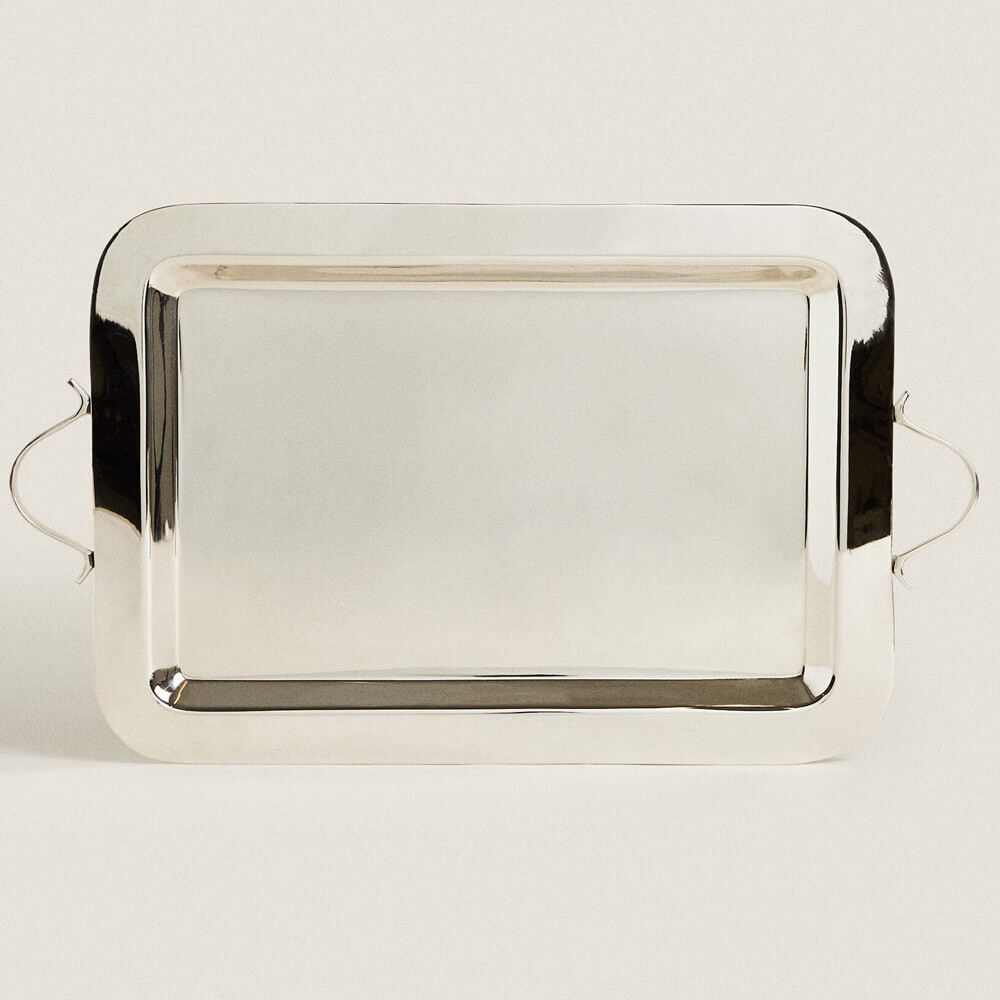 

Поднос с ручками Zara Home Metal, серебристый