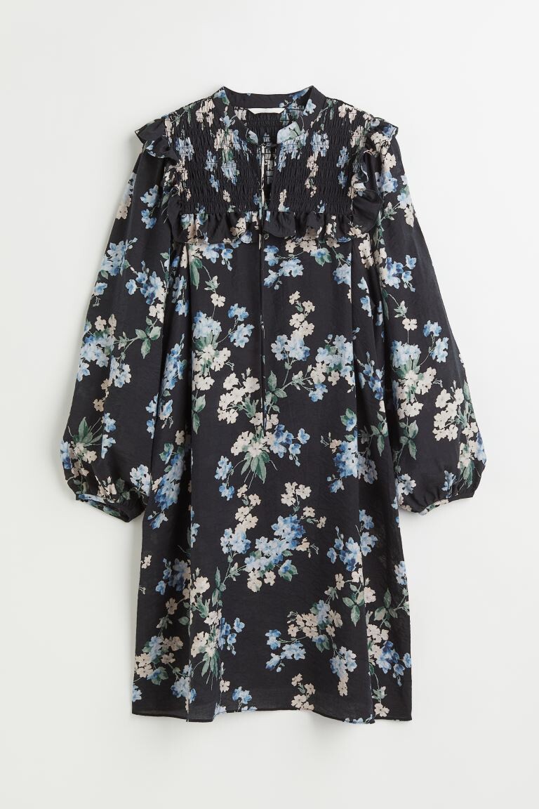 

МАМА Платье с оборками H&M, черный/цветы
