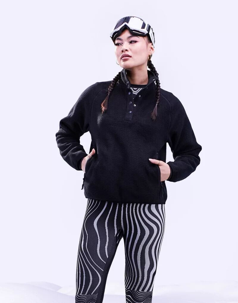 

Черные лыжные флисовые кроссовки Snap Button ASOS