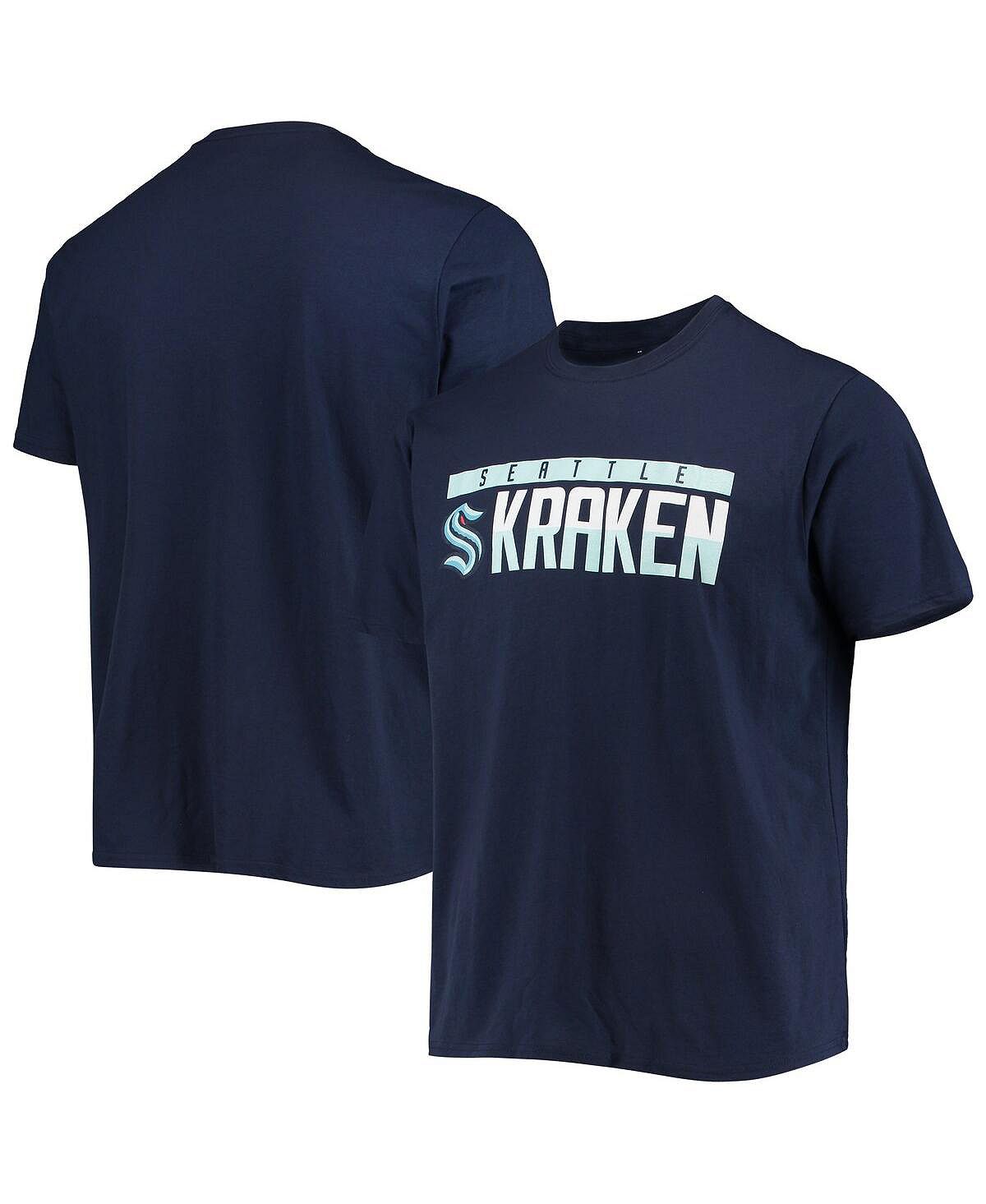 Мужская темно-синяя футболка seattle kraken richmond с надписями LevelWear, синий шайба rubena seattle kraken mascot