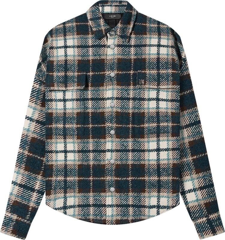 

Рубашка Amiri Plaid Overshirt 'Teal', синий