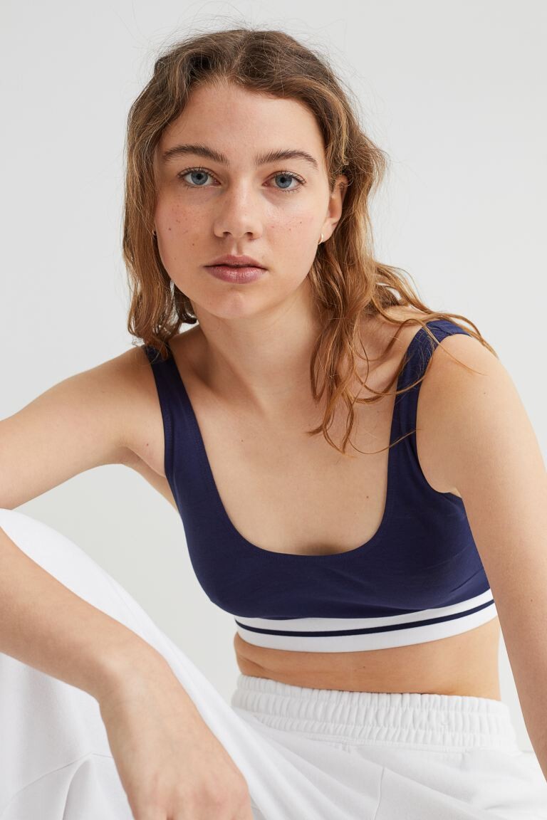 

2 комплекта хлопкового бюстгальтера H&M, темно-синий/серый меланж