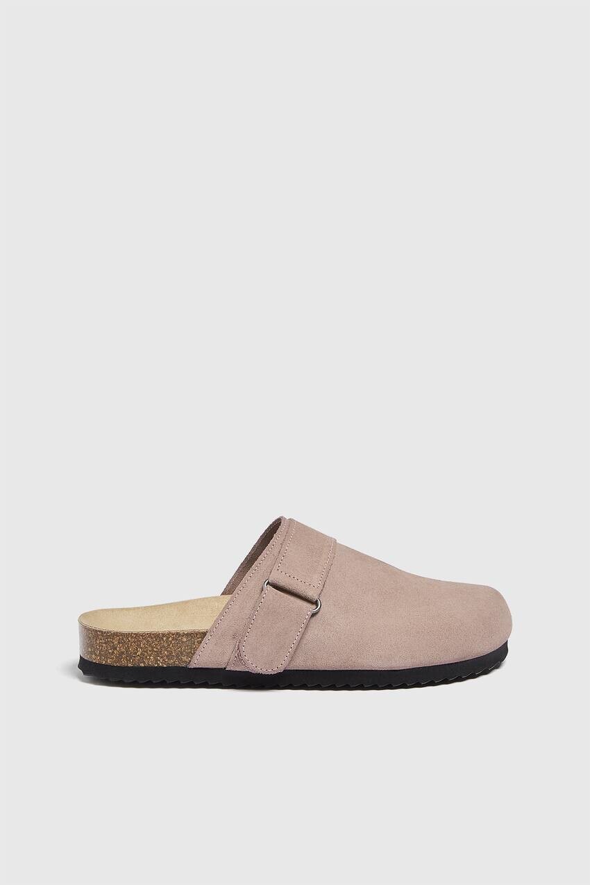 

Тапочки-клоги из кожи Pull&Bear, лиловый