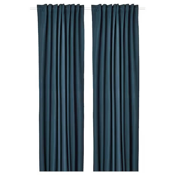 цена Комплект частично затемняющих штор Ikea Rosenmandel, 2 шт, 135x250 см, темно-синий