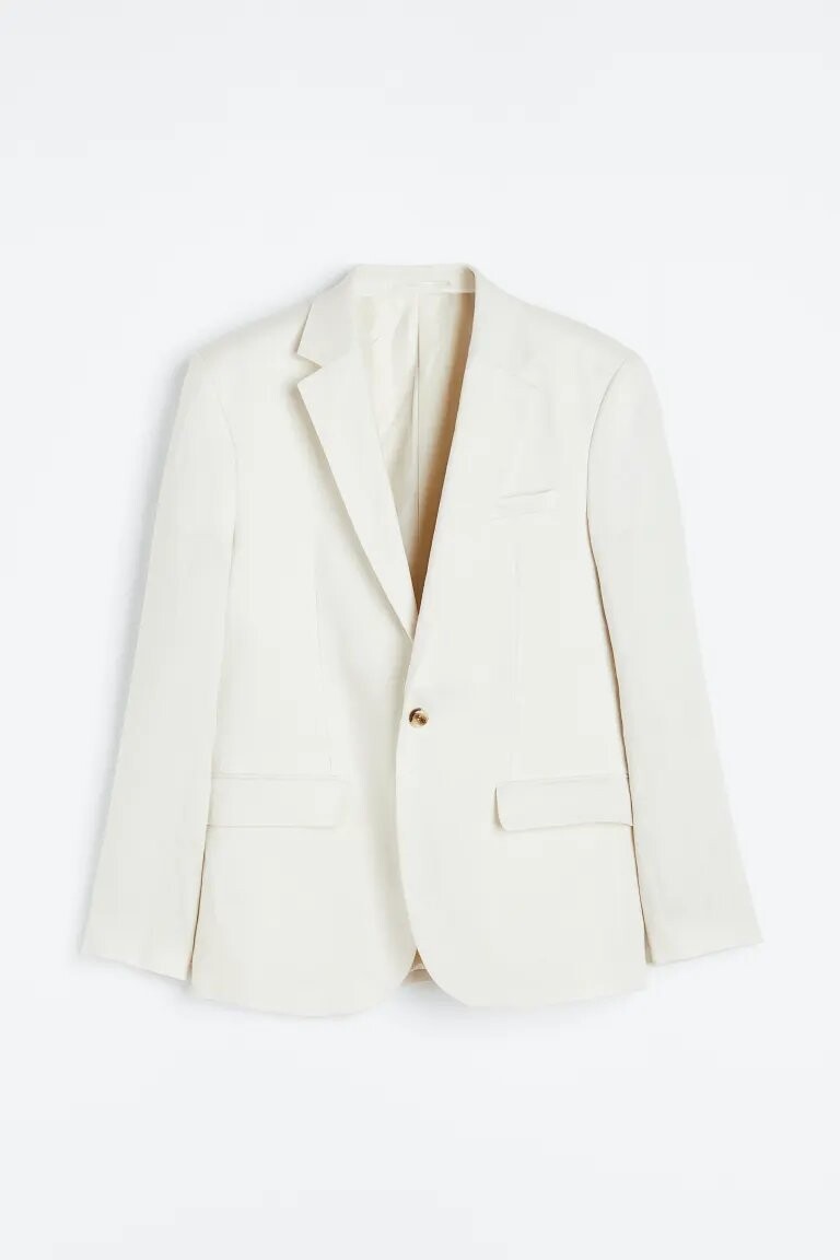 

Пиджак H&M Regular Fit Linen Jacket, светло-бежевый