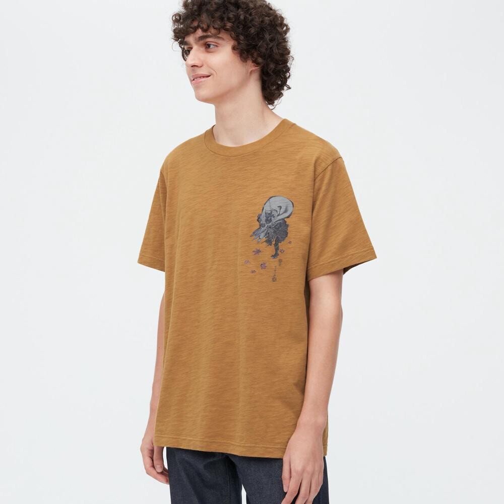 

Футболка с принтом унисекс Uniqlo, хаки