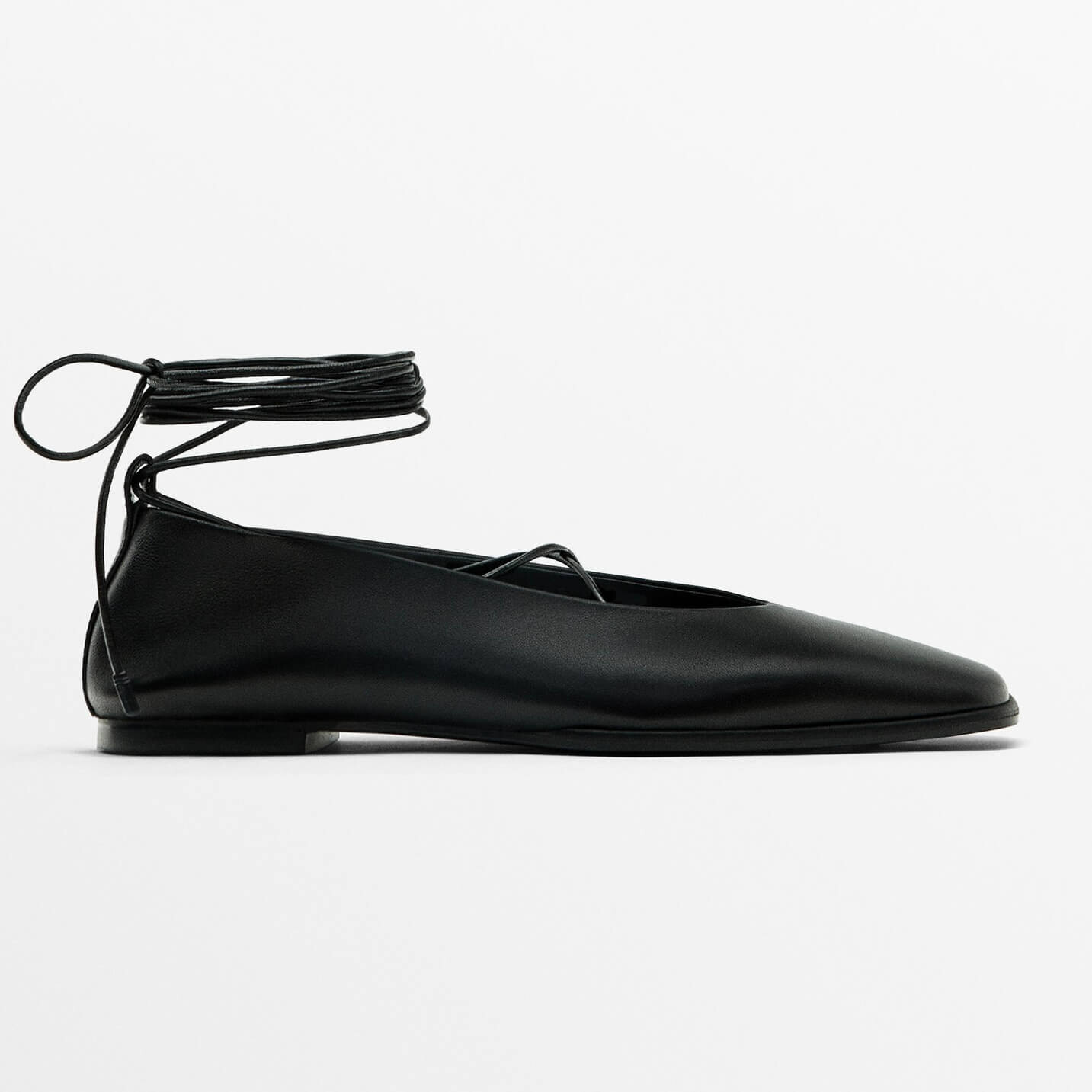 

Балетки Massimo Dutti Tied Square, черный