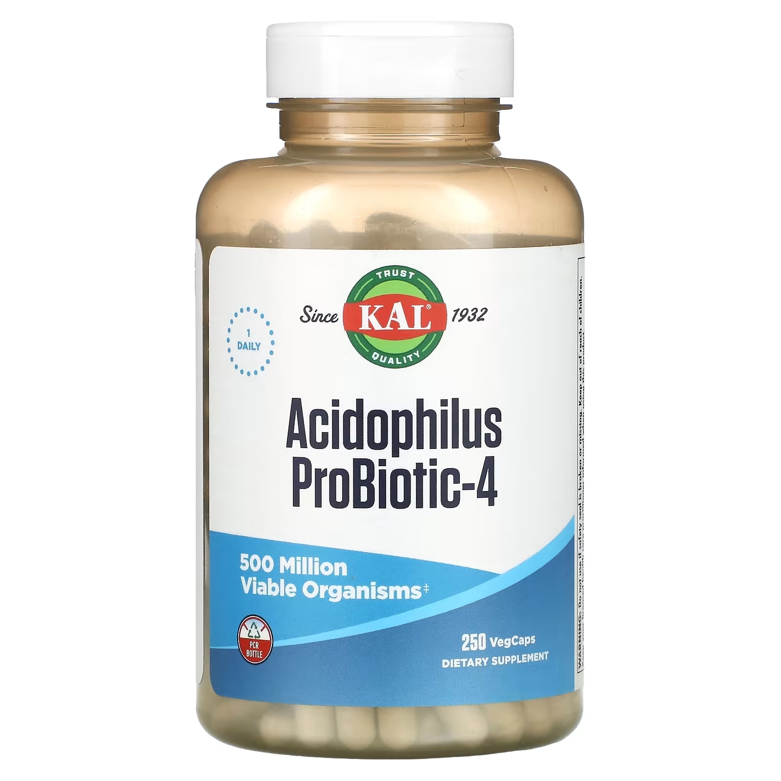 KAL Пробиотик ацидофилус-4, 250 вегетарианских капсул nature s truth женский пробиотик клюква 40 вегетарианских капсул