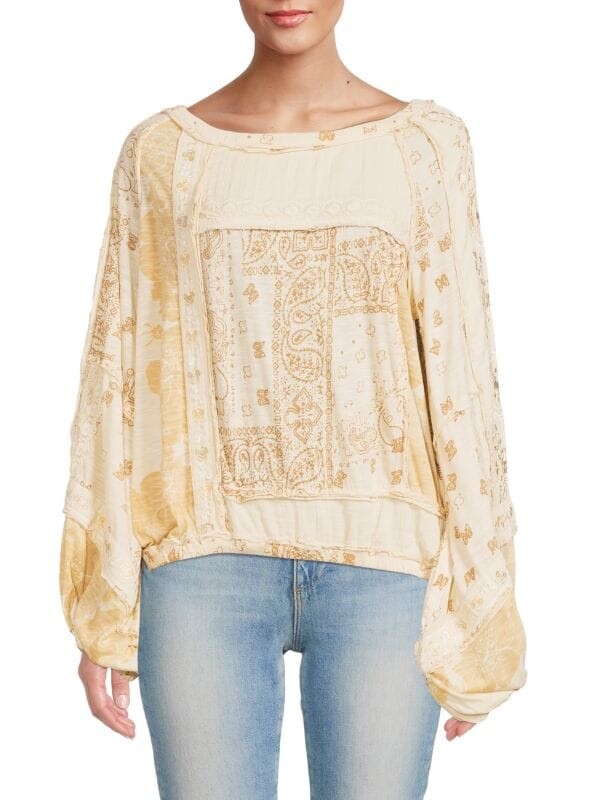 

Туника Free People цвета слоновой кости Boom Boom, слоновая кость