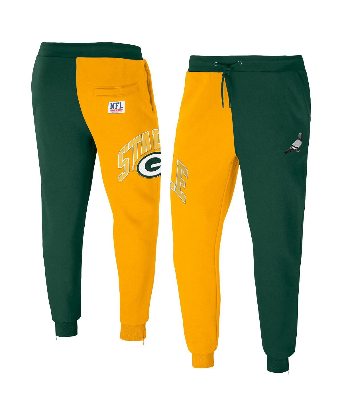 

Мужские флисовые брюки nfl x staple hunter, зеленые, желтые green bay packers с разрезным логотипом NFL Properties, мульти
