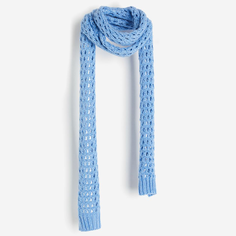 Шарф H&M Narrow Hole-knit, синий